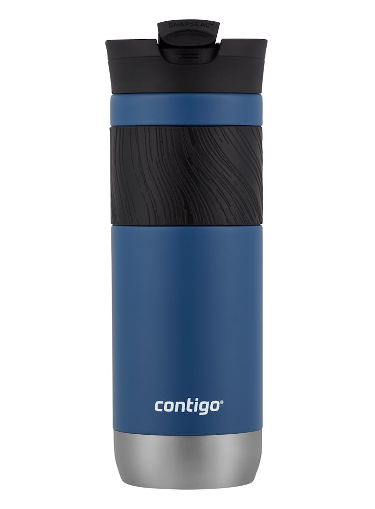 Contigo® SNAPSEAL™ Insulated Stainless Steel Travel Mug with Grip, 20oz., Blue Corn Transparent Satin & Midnight Berry (H25W)