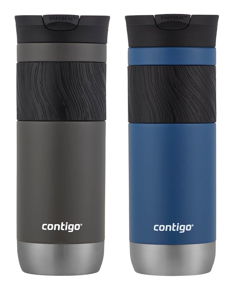 Contigo® SNAPSEAL™ Insulated Stainless Steel Travel Mug with Grip, 20oz., Blue Corn Transparent Satin & Midnight Berry (H25W)