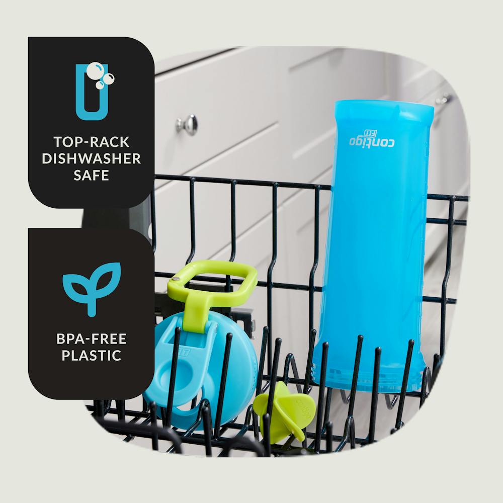 Contigo® Fit Shake & Go® 2.0 Plastic Antimicrobial Shaker Bottle, Blue Raspberry, 28 floz (2O5B)
