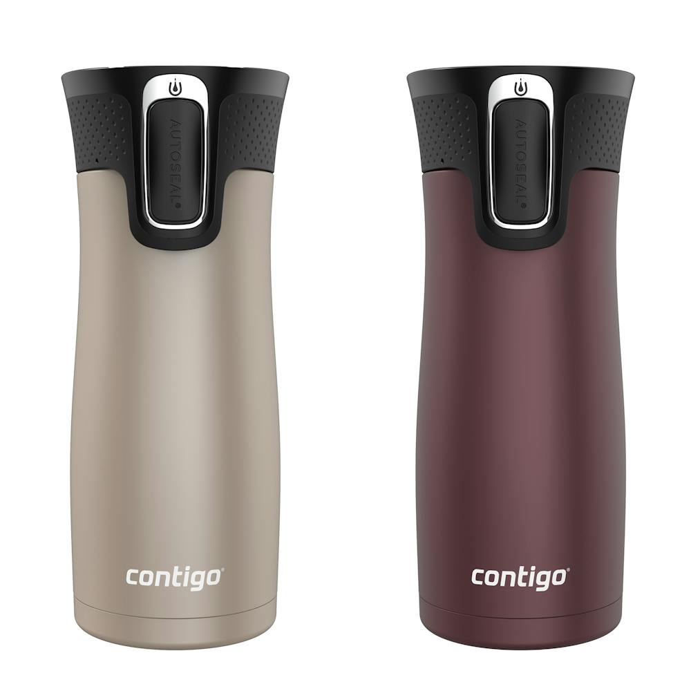 Contigo® West Loop 2.0 Leak-Proof Spill-Proof Insulated Stainless Steel Travel Mug, 16oz., 2 Pack (6E2B)