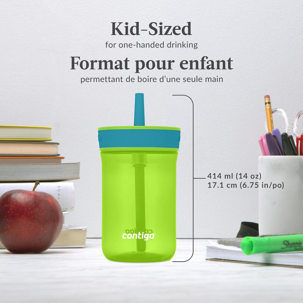Contigo® Kids’ Leighton Straw Tumbler with Spill-Proof Leak-Proof Lid, 14oz (XKZO)