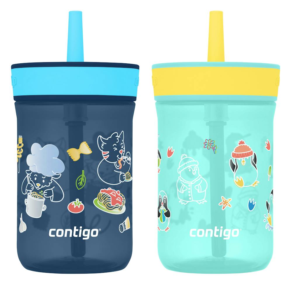Contigo® Kids’ Leighton Straw Tumbler with Spill-Proof Leak-Proof Lid, 14oz (XKZO)