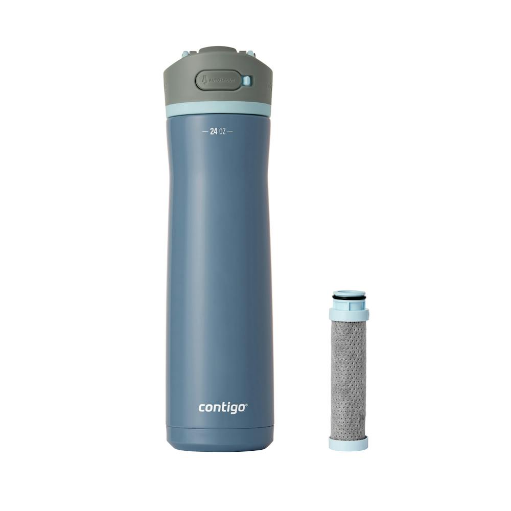 Contigo® Wells Chill Stainless Steel Filter Water Bottle with AUTOSPOUT® Straw Lid and Replacement Filter, 24 Oz (L3Z4)