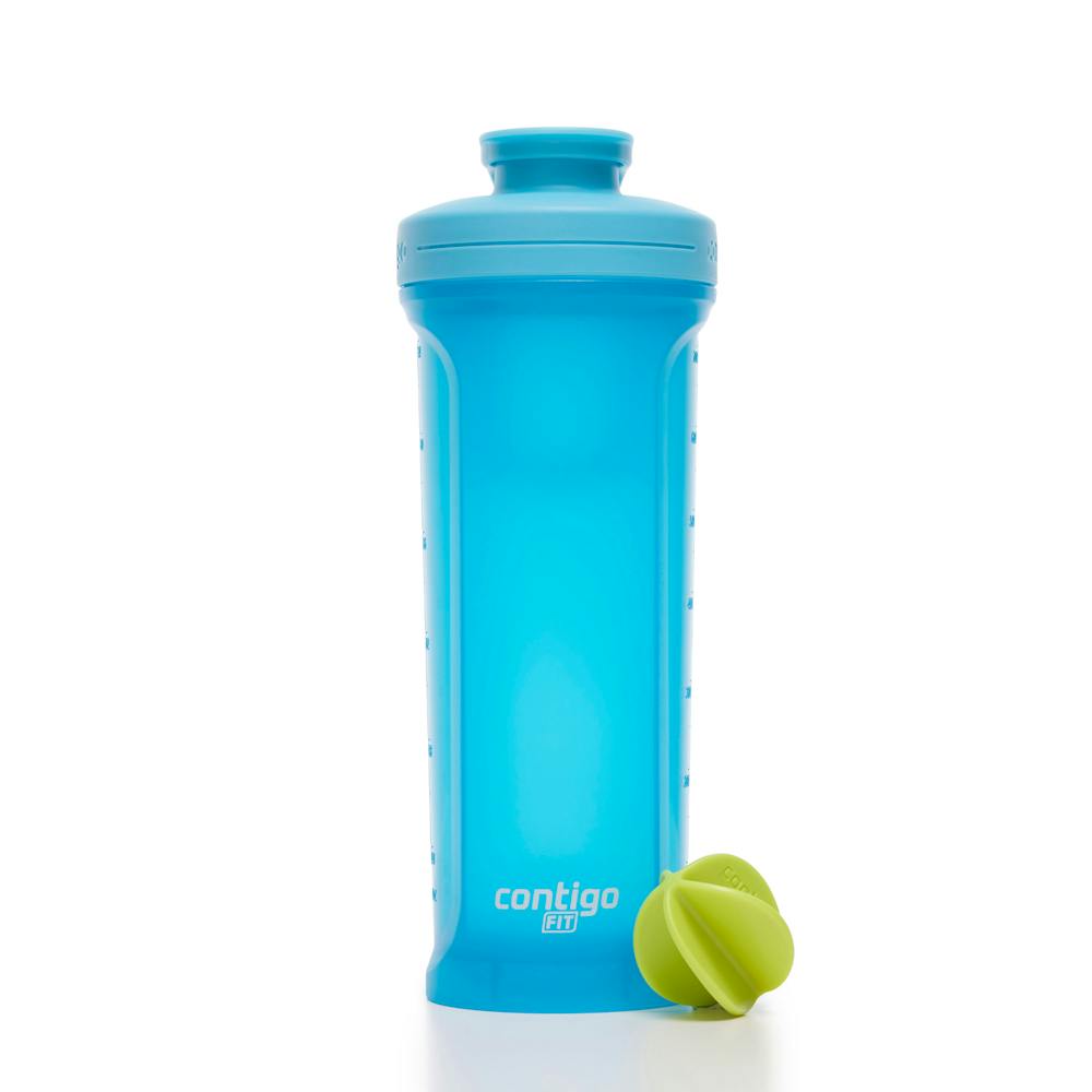 Contigo® Fit Shake & Go® 2.0 Plastic Antimicrobial Shaker Bottle, Blue Raspberry, 28 floz (2O5B)