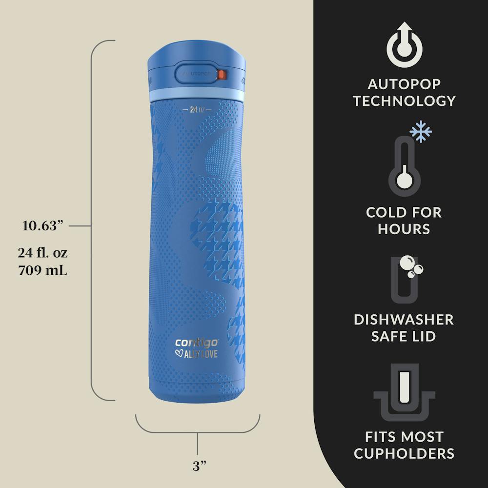 Contigo® x Ally Love Jackson Chill 2.0 Stainless Steel Water Bottle with AUTOPOP® Lid, 24oz (YJXK)