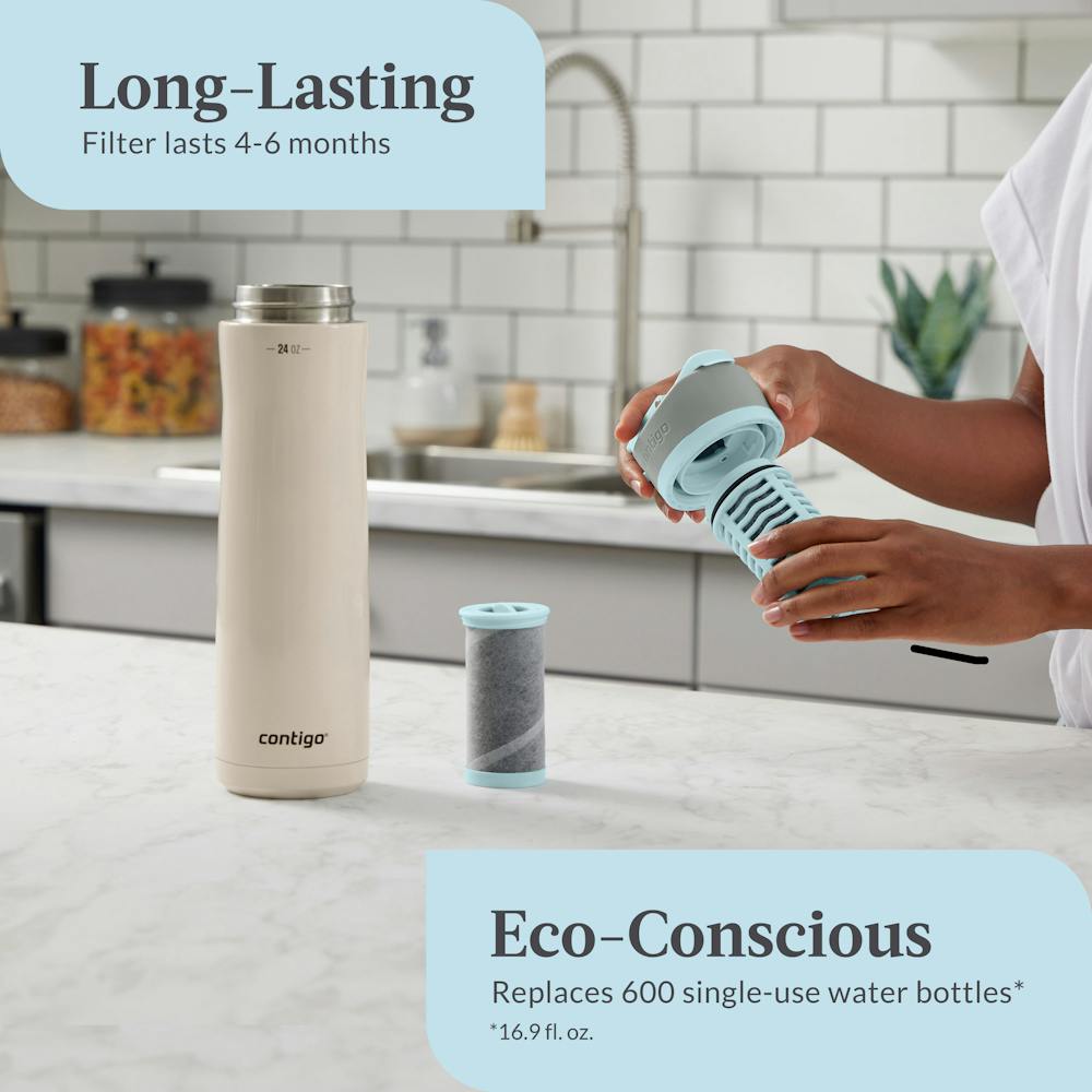 Contigo® Clybourn Chill Freeflow Filtration Stainless Steel Water Bottle with AUTOSEAL® Lid, 24oz (9993)