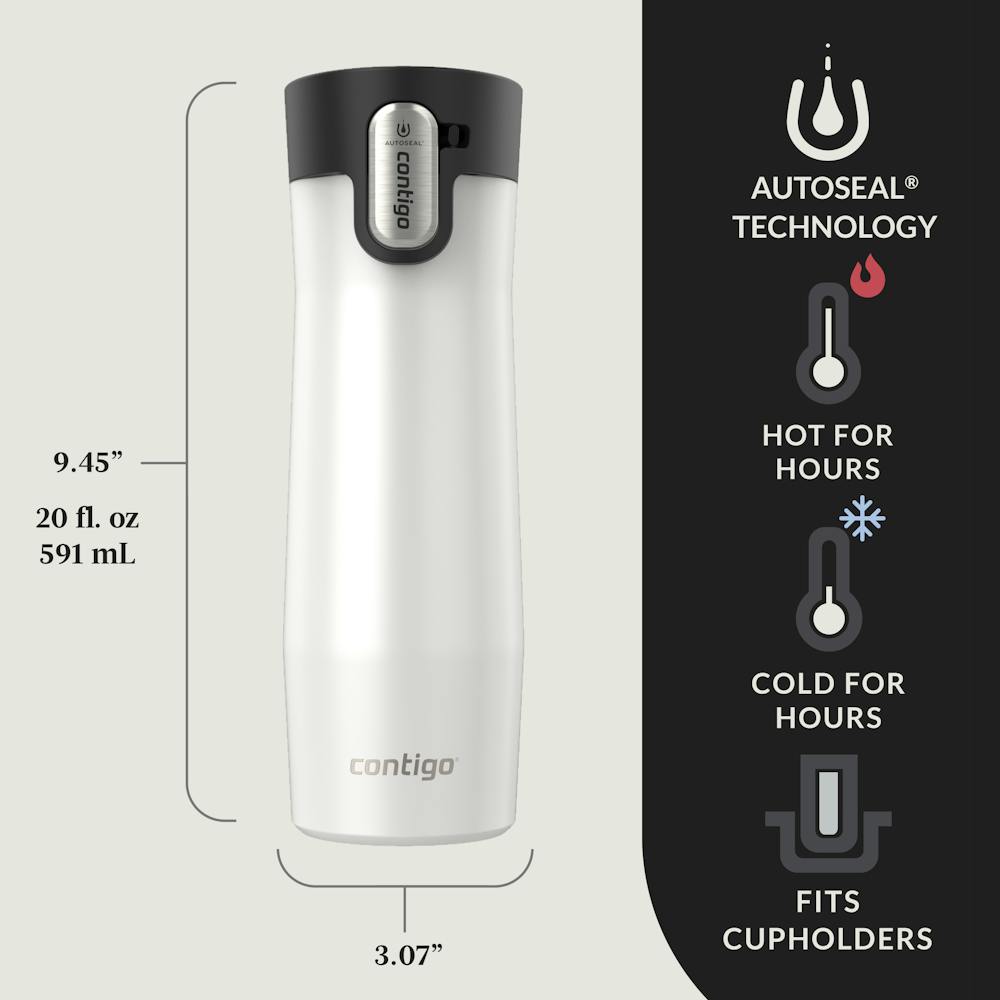 Contigo® AUTOSEAL® West Loop Vacuum-Insulated Stainless Steel Travel Mug with Easy-Clean Lid, 20 oz, 2-Pack (XXF1)