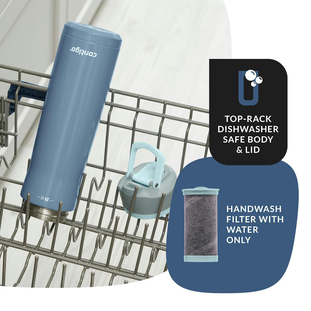 Contigo® Clybourn Chill Freeflow Filtration Stainless Steel Water Bottle with AUTOSEAL® Lid, 24oz (9993)