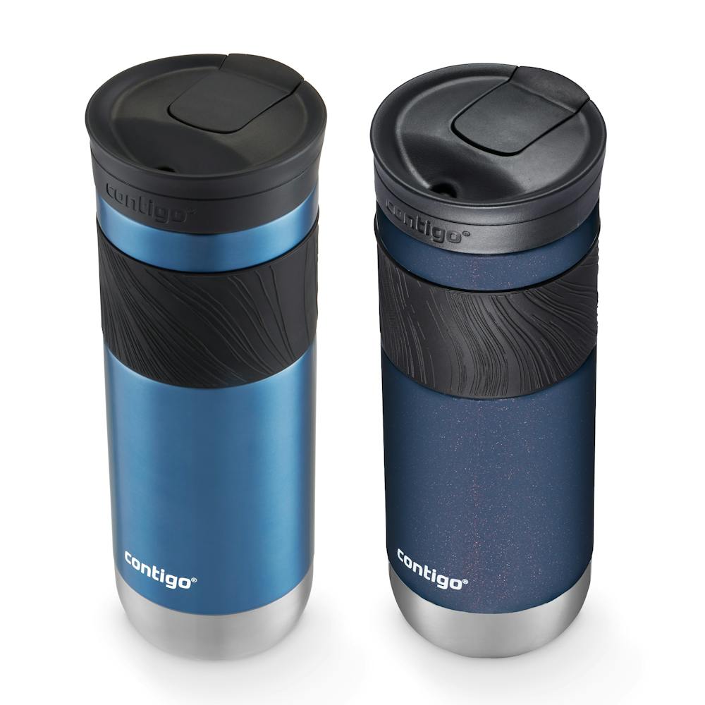 Contigo® SNAPSEAL™ Insulated Stainless Steel Travel Mug with Grip, 20oz., Blue Corn Transparent Satin & Midnight Berry (H25W)