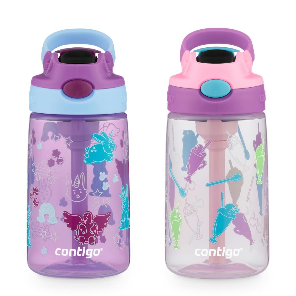 Contigo® Kids Water Bottle with Redesigned AUTOSPOUT® Straw, 14 oz, 2 pack (IAP8)