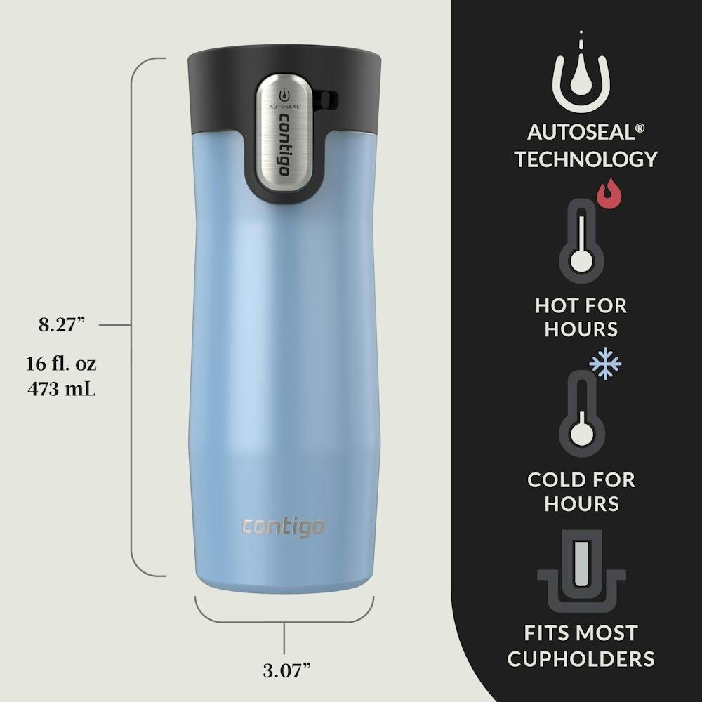 Contigo® AUTOSEAL® West Loop Vacuum-Insulated Stainless Steel Travel Mug with Easy-Clean Lid, 16 oz, 2-Pack (KFNO)