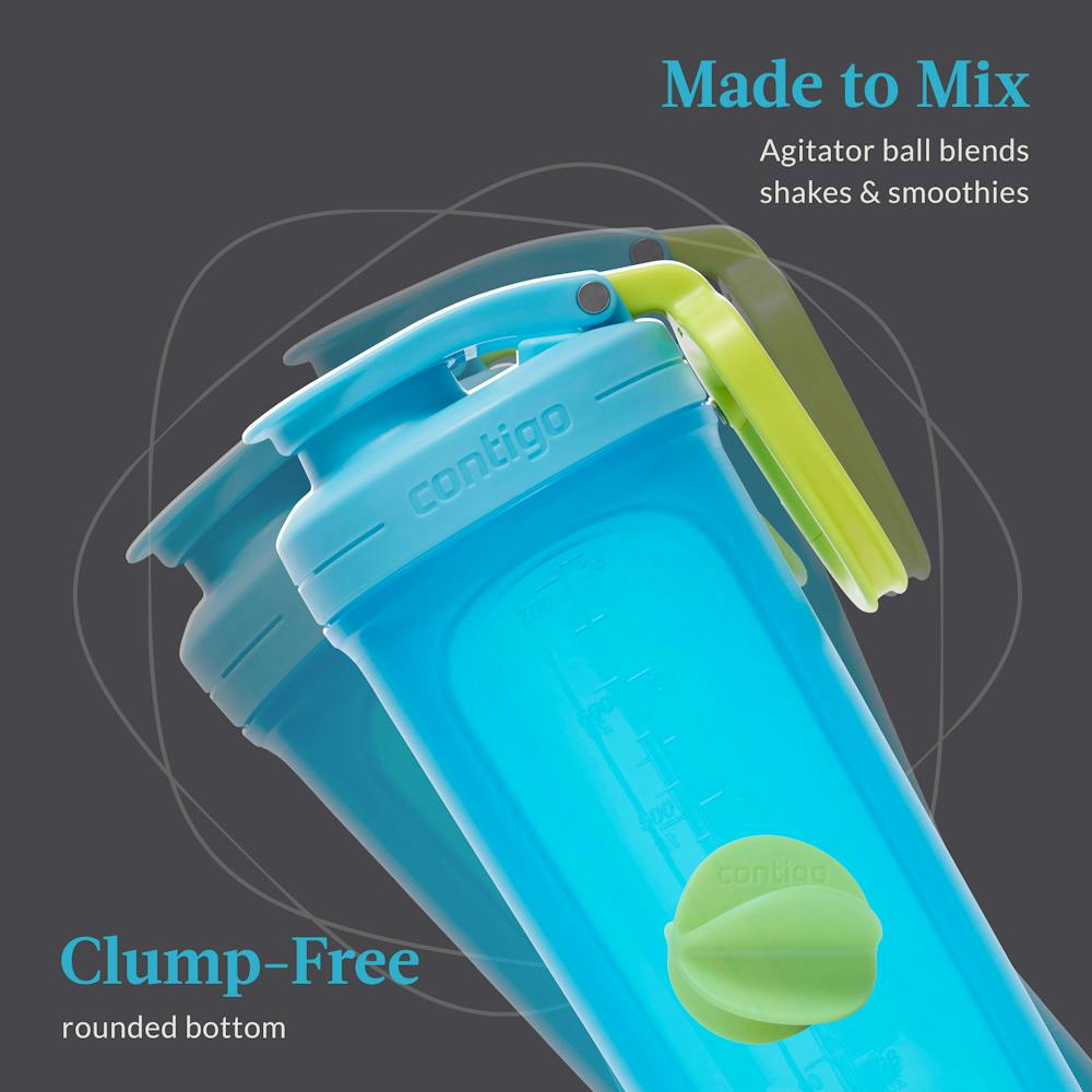 Contigo® Fit Shake & Go® 2.0 Plastic Antimicrobial Shaker Bottle, Blue Raspberry, 28 floz (2O5B)