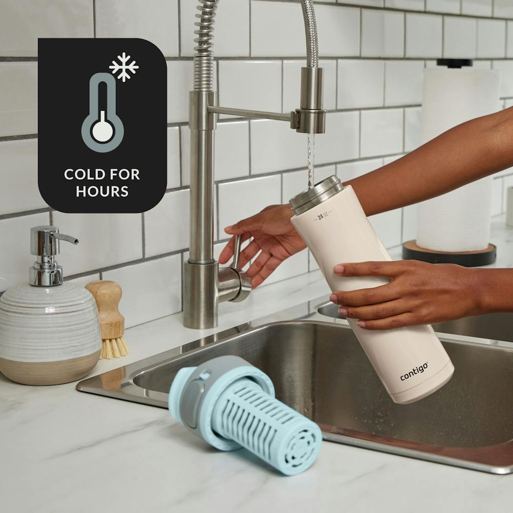 Contigo® Clybourn Chill Freeflow Filtration Stainless Steel Water Bottle with AUTOSEAL® Lid, 24oz (9993)