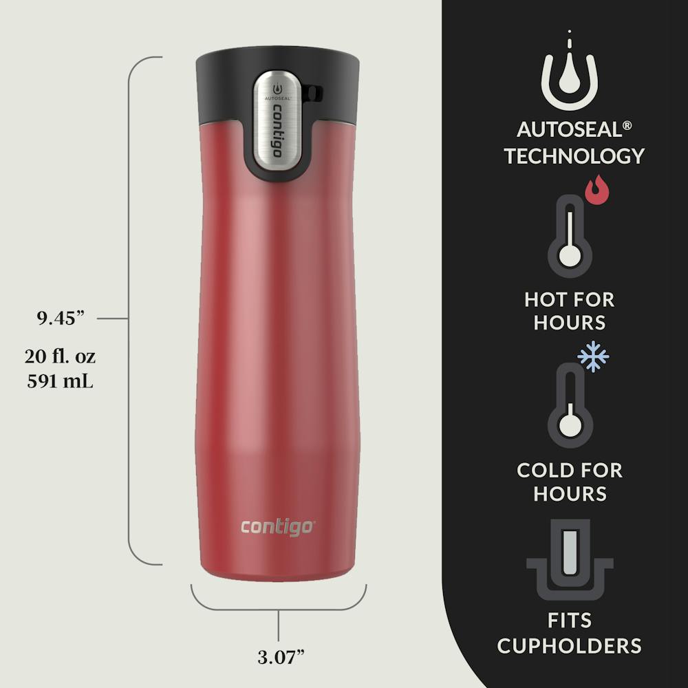 Contigo® AUTOSEAL® West Loop Vacuum-Insulated Stainless Steel Travel Mug with Easy-Clean Lid, 20 oz, 2-Pack (XXF1)