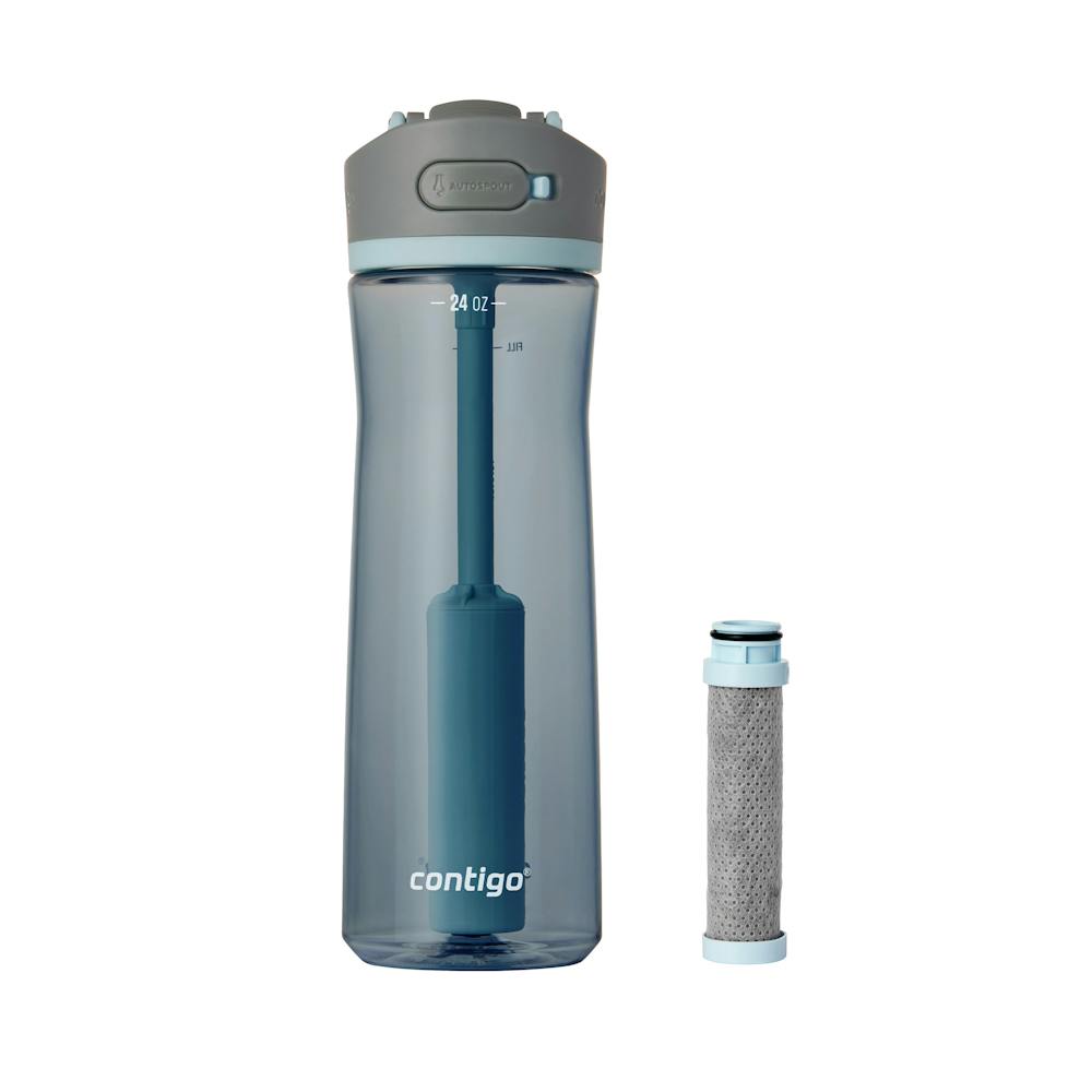 Contigo® Wells Plastic Filter Water Bottle with AUTOSPOUT® Straw Lid and Replacement Filter, 24 Oz (H01S)