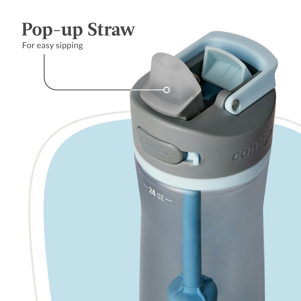 Contigo® Wells Plastic Filter Water Bottle with AUTOSPOUT® Straw Lid and Replacement Filter, 24 Oz (H01S)