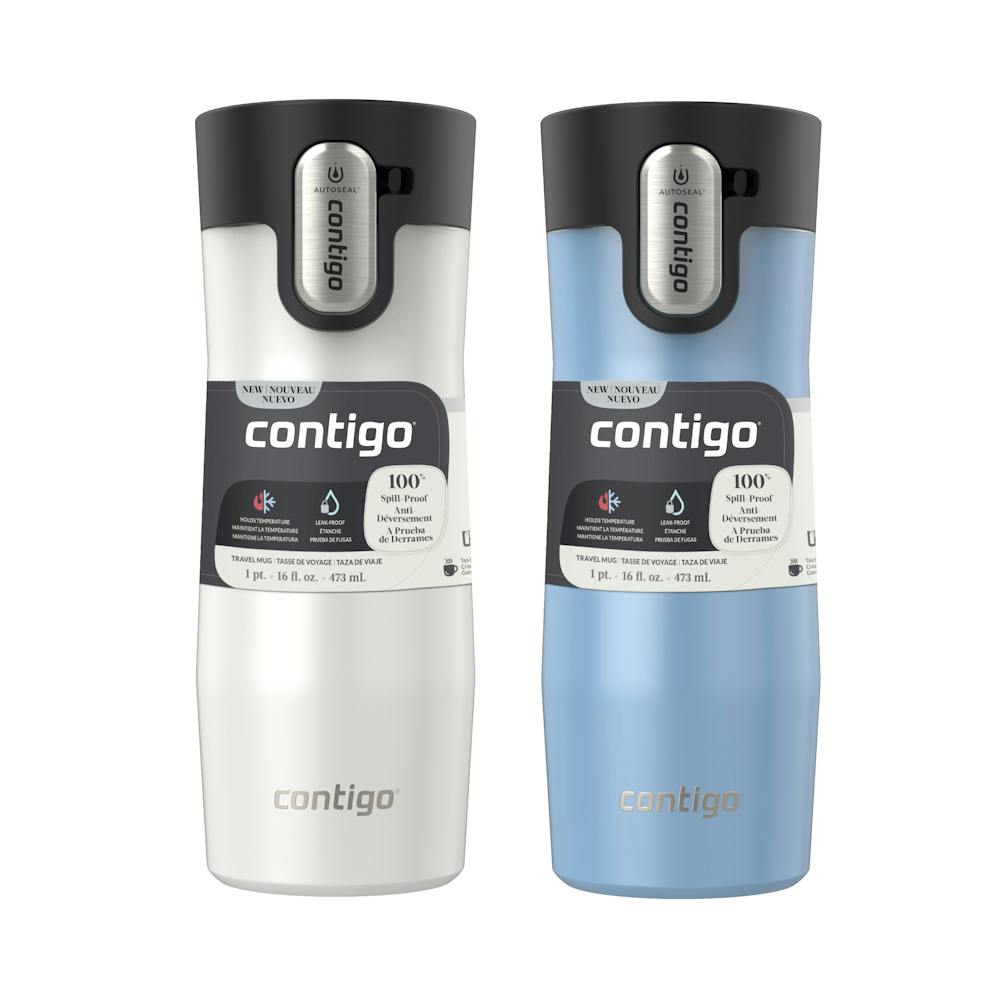 Contigo® AUTOSEAL® West Loop Vacuum-Insulated Stainless Steel Travel Mug with Easy-Clean Lid, 16 oz, 2-Pack (K5UF)