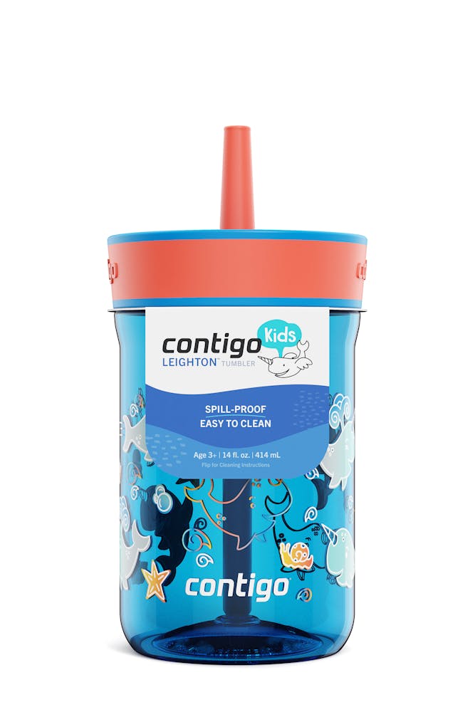 Contigo® Kids’ Leighton Straw Tumbler with Spill-Proof Leak-Proof Lid, 14oz (XKZO)