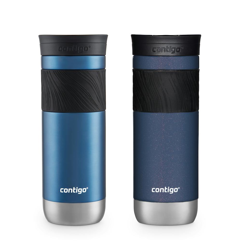 Contigo® SNAPSEAL™ Insulated Stainless Steel Travel Mug with Grip, 20oz., Blue Corn Transparent Satin & Midnight Berry (H25W)