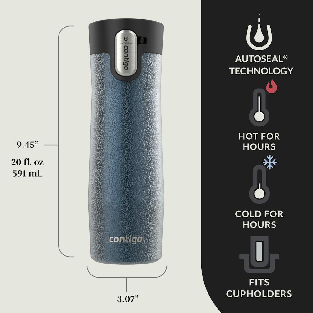 Contigo® AUTOSEAL® West Loop Vacuum-Insulated Stainless Steel Travel Mug with Easy-Clean Lid, 20 oz, 2-Pack (XXF1)