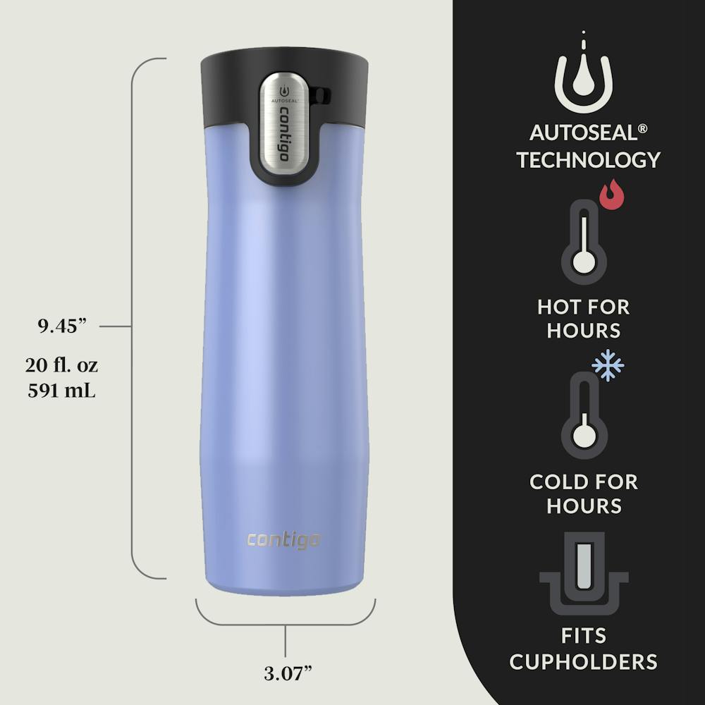 Contigo® AUTOSEAL® West Loop Vacuum-Insulated Stainless Steel Travel Mug with Easy-Clean Lid, 20 oz, 2-Pack (XXF1)