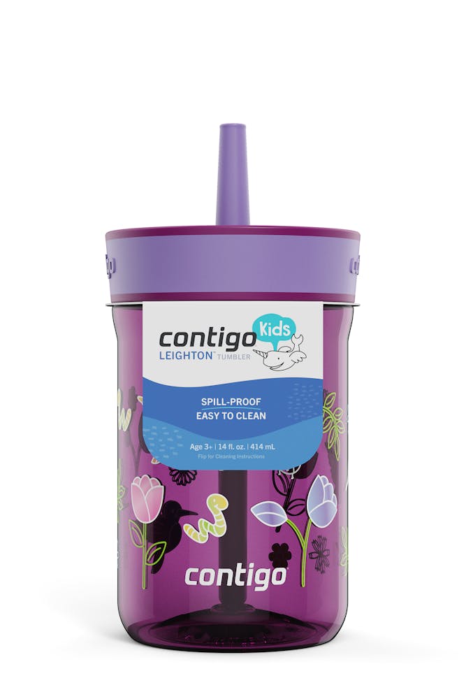 Contigo® Kids’ Leighton Straw Tumbler with Spill-Proof Leak-Proof Lid, 14oz (XKZO)