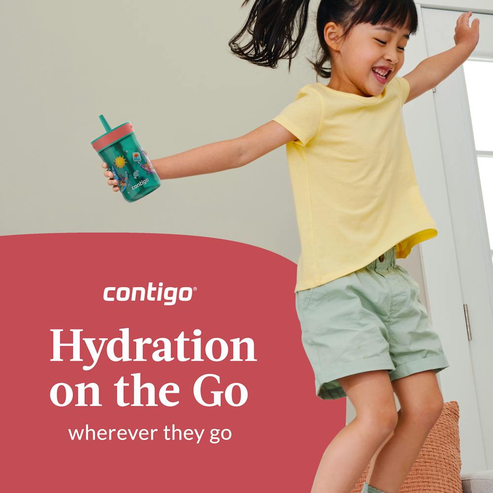 Contigo® Kids’ Leighton Straw Tumbler with Spill-Proof Leak-Proof Lid, 14oz (XKZO)
