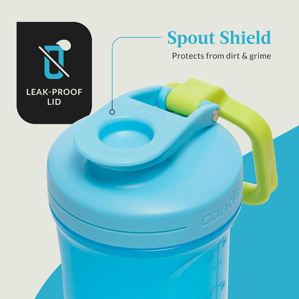 Contigo® Fit Shake & Go® 2.0 Plastic Antimicrobial Shaker Bottle, Blue Raspberry, 28 floz (2O5B)