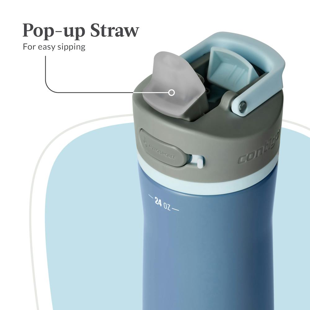Contigo® Wells Chill Stainless Steel Filter Water Bottle with AUTOSPOUT® Straw Lid and Replacement Filter, 24 Oz (L3Z4)
