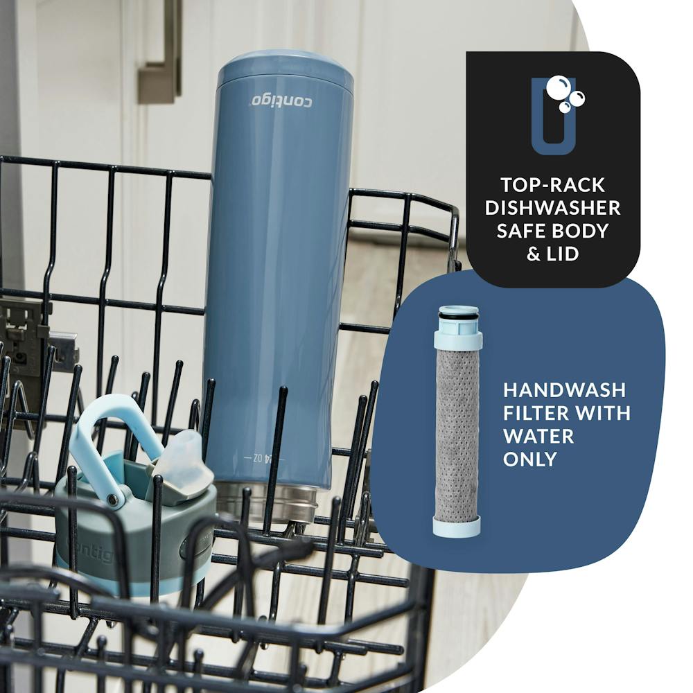 Contigo® Wells Chill Stainless Steel Filter Water Bottle with AUTOSPOUT® Straw Lid and Replacement Filter, 24 Oz (L3Z4)