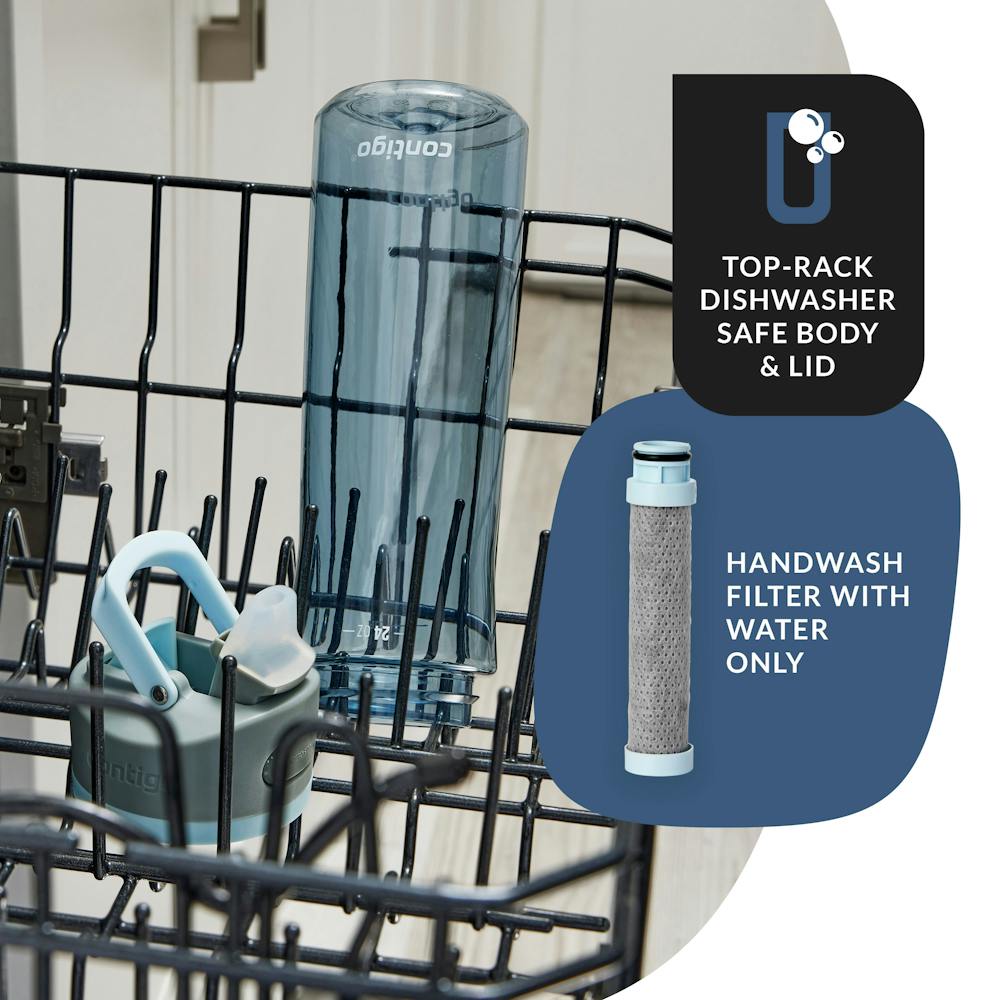 Contigo® Wells Plastic Filter Water Bottle with AUTOSPOUT® Straw Lid and Replacement Filter, 24 Oz (H01S)